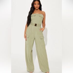 Fashion Nova Sage Strapless Jumpsuit